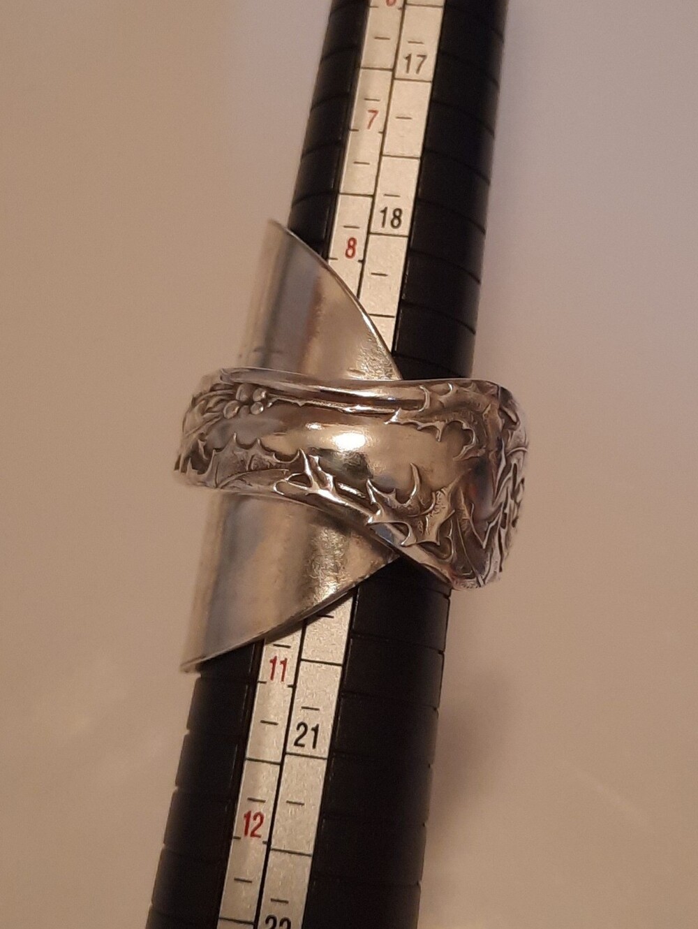 Sterling Silver Floral Spoon-Handle Ring in Silver